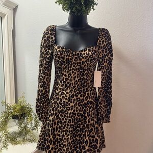 Reformation Animal Print Long Sleeve Dress